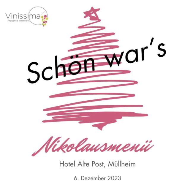 Wundervolles Vinissima Nikolausmenü 🌲

Die Küche des Hotel Alte Post in Müllheim zauberte ein köstliches vegetarisches Menü 

15 Vinissima genossen neben gutem Essen und ausgewählten, teils gereiften Weine belebende Gespräche und die Art von guter Laune, die meist unter gleichgesinnten Weinfrauen entsteht 🤩😄🍷🥂

Diese Weine haben diesen Abend ganz besonders gemacht:

NOU Crémant Brut Bio vom Piwi Kollektiv

2021 Grüner Veltliner trocken, Weingut Loimer

2020 Scheurebe & Chenin Blanc, Weingut Brecher

2012 Grauburgunder SR, Weingut Rieger

2009 Spätburgunder SR, Weingut Vorgrimmler

2019 Crémant Extra Brut, Weingut Zähringer

Und es soll keiner mehr sagen, er finde keine Weine zu einem vegetarischen Essen 🤪

@vinissima_frauenundwein

 #Vinissima #womeninwine #frauenpower
#lifeisgood #festefeiernwiesiefallen